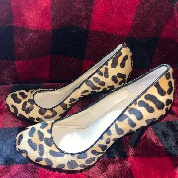 Calvin Klein ‘Kendall’ Faux Fir Leopard Heels, SZ 8M